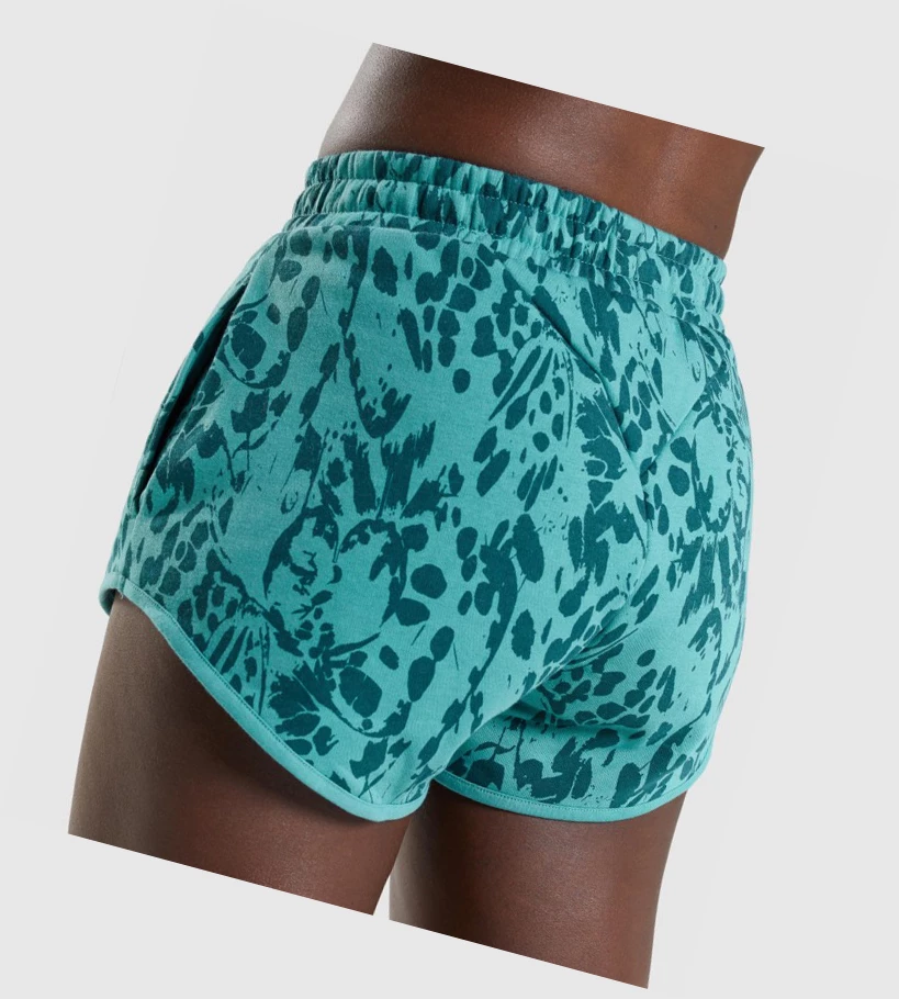 Bermudas Gymshark Animal Estampados Mujer Turquesa | HUDYWMS-93