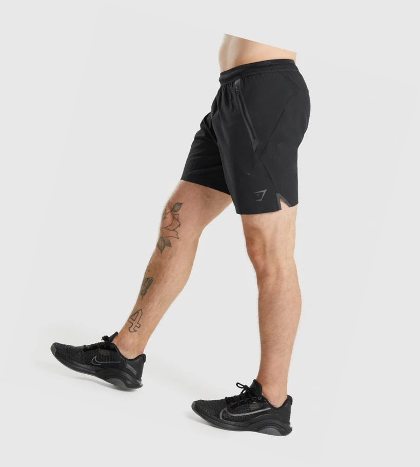 Bermudas Gymshark Apex Perform Hombre Negros | ULEFGYA-64