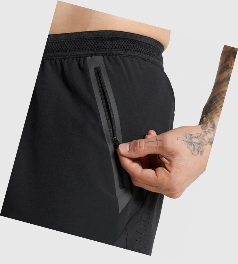 Bermudas Gymshark Apex Perform Hombre Negros | ULEFGYA-64