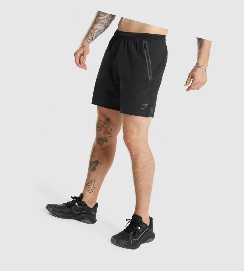 Bermudas Gymshark Apex Perform Hombre Negros | ULEFGYA-64