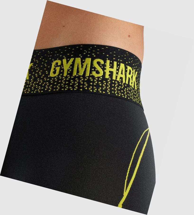 Bermudas Gymshark Apex Seamless Low Rise Mujer Negros Amarillos | HXQOUCR-68