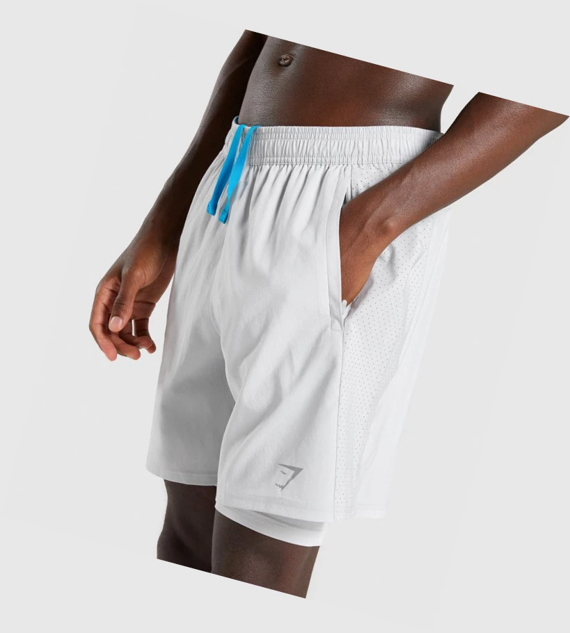 Bermudas Gymshark Aspect 2 In 1 Hombre Grises Claro | MYUPJEG-98