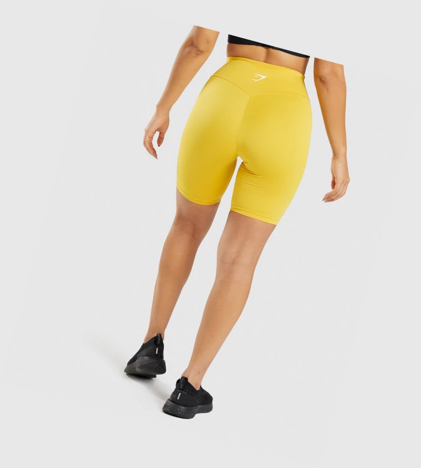 Bermudas Gymshark Entrenamiento Cycling Mujer Amarillos | CWZVXKF-63