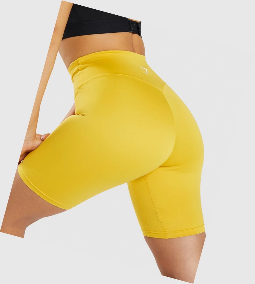 Bermudas Gymshark Entrenamiento Cycling Mujer Amarillos | CWZVXKF-63