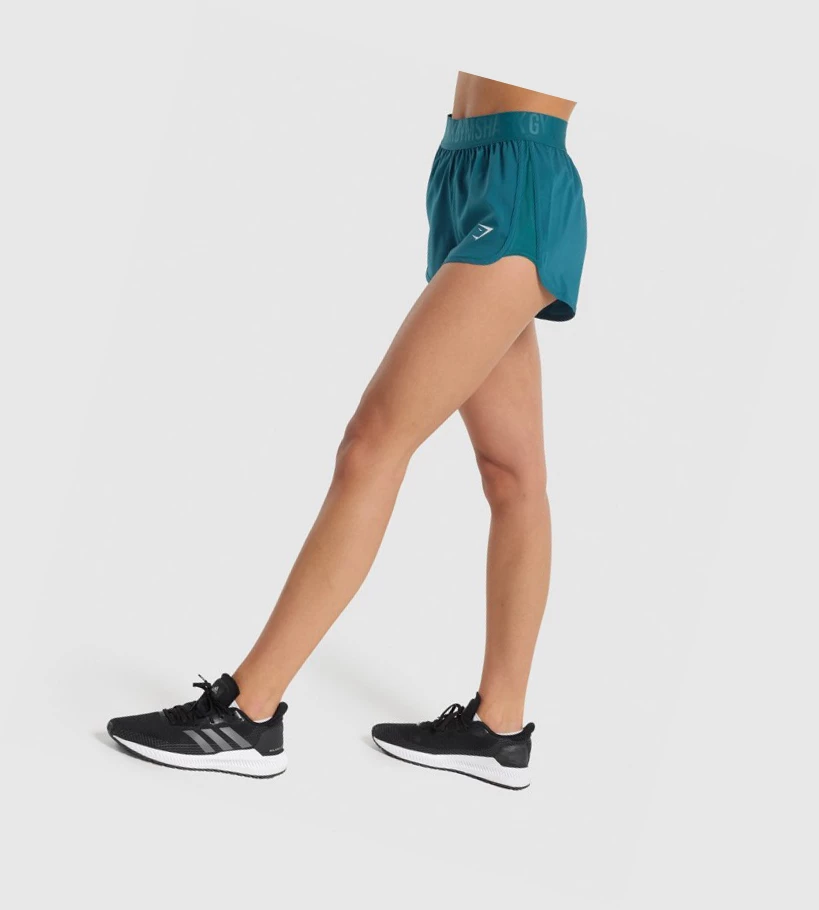 Bermudas Gymshark Entrenamiento Loose Fit Mujer Turquesa | IHDJKRB-07