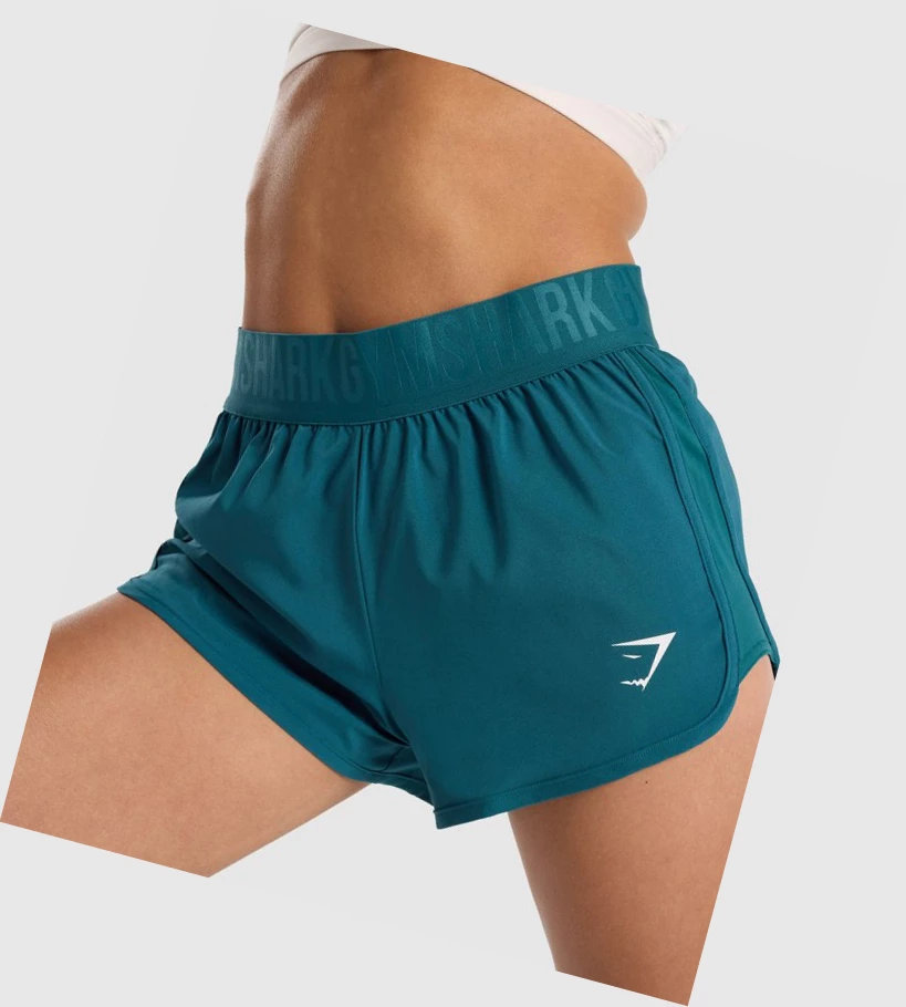 Bermudas Gymshark Entrenamiento Loose Fit Mujer Turquesa | IHDJKRB-07