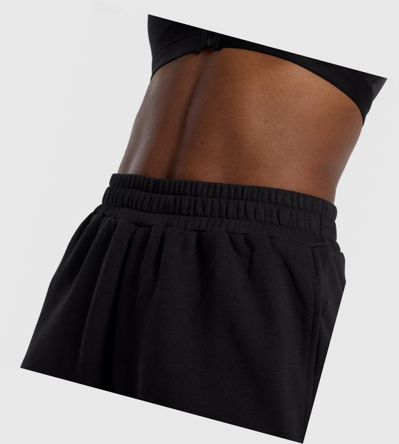 Bermudas Gymshark Entrenamiento Sweat Mujer Negros | BQNZXAJ-85