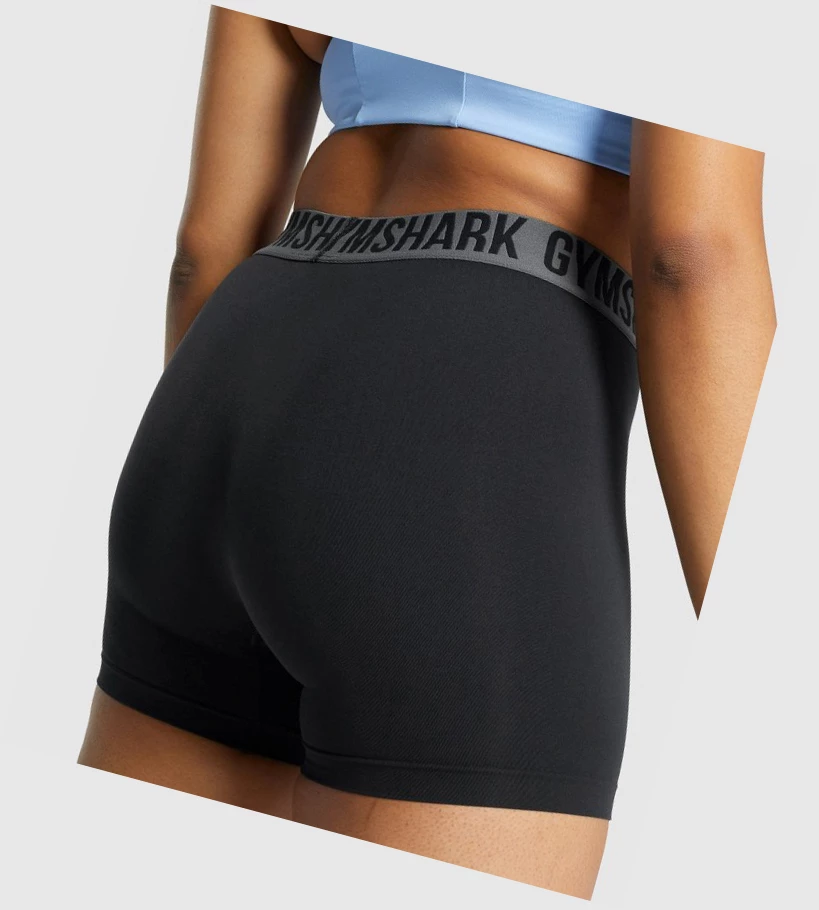 Bermudas Gymshark Fit Seamless Mujer Negros | KBIFPUZ-76