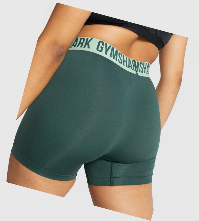 Bermudas Gymshark Fit Seamless Mujer Verdes | HDBOICU-26