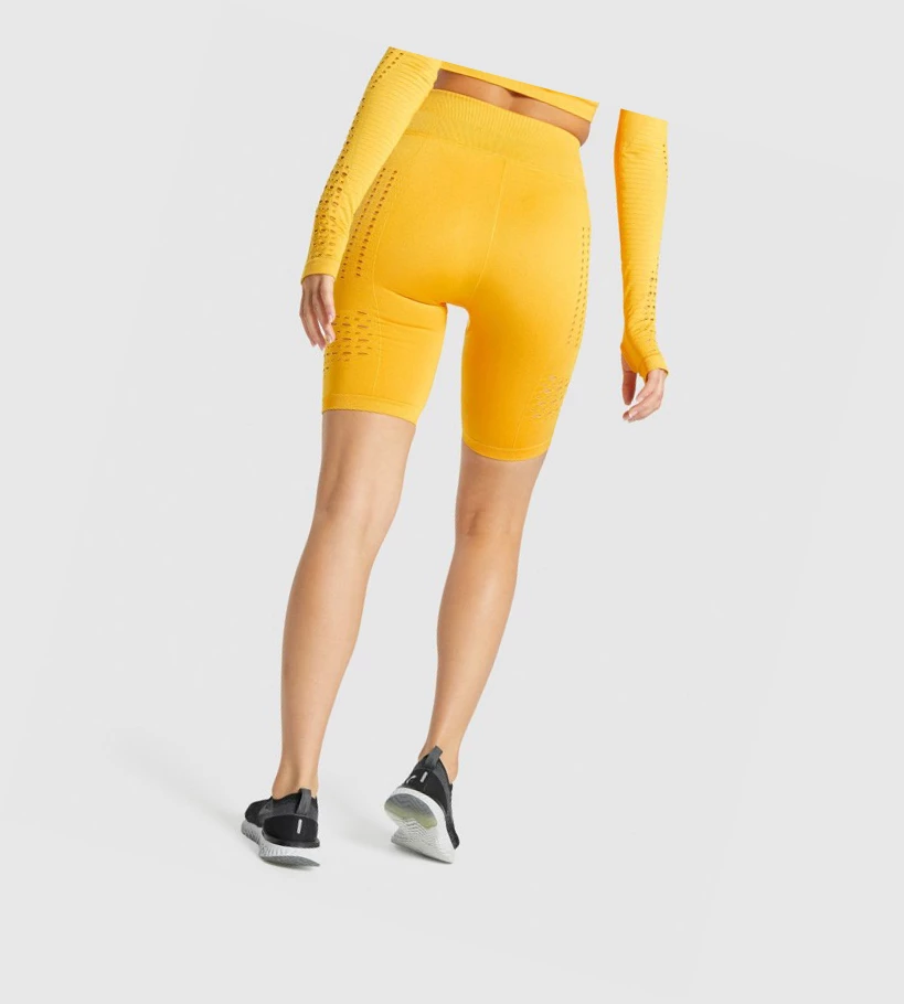 Bermudas Gymshark Glow Seamless Mujer Amarillos | WTJGBYC-57