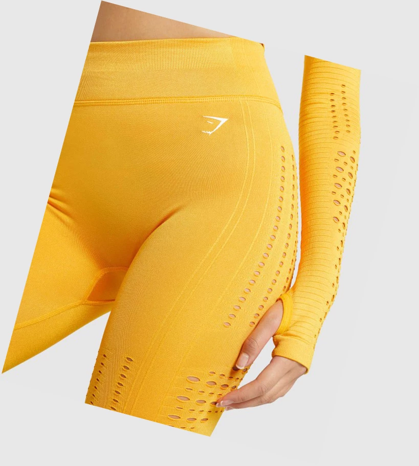 Bermudas Gymshark Glow Seamless Mujer Amarillos | WTJGBYC-57