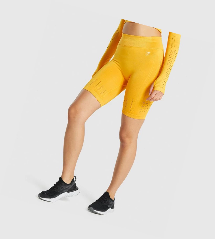 Bermudas Gymshark Glow Seamless Mujer Amarillos | WTJGBYC-57