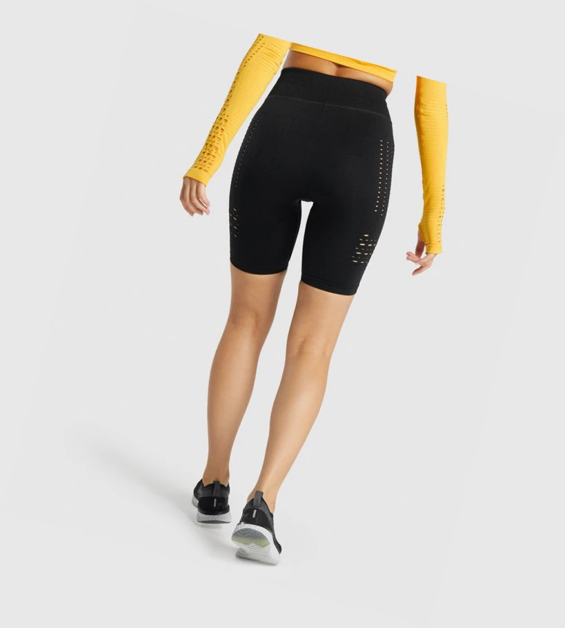 Bermudas Gymshark Glow Seamless Mujer Negros | DSHLWTK-63