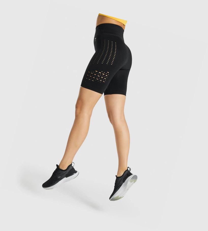 Bermudas Gymshark Glow Seamless Mujer Negros | DSHLWTK-63