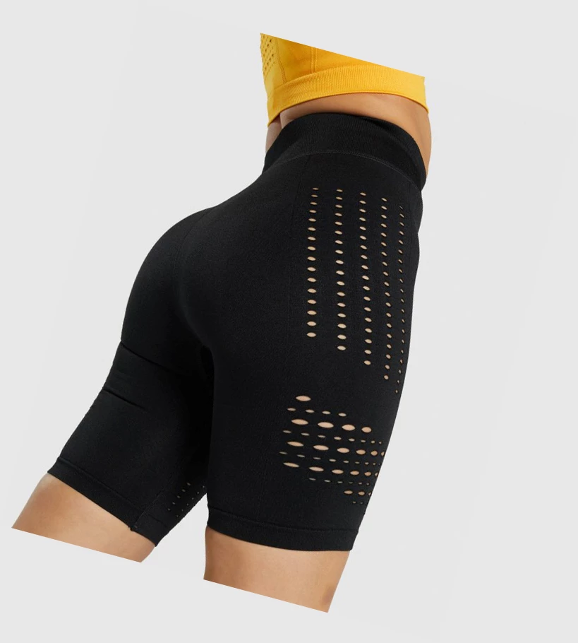 Bermudas Gymshark Glow Seamless Mujer Negros | DSHLWTK-63