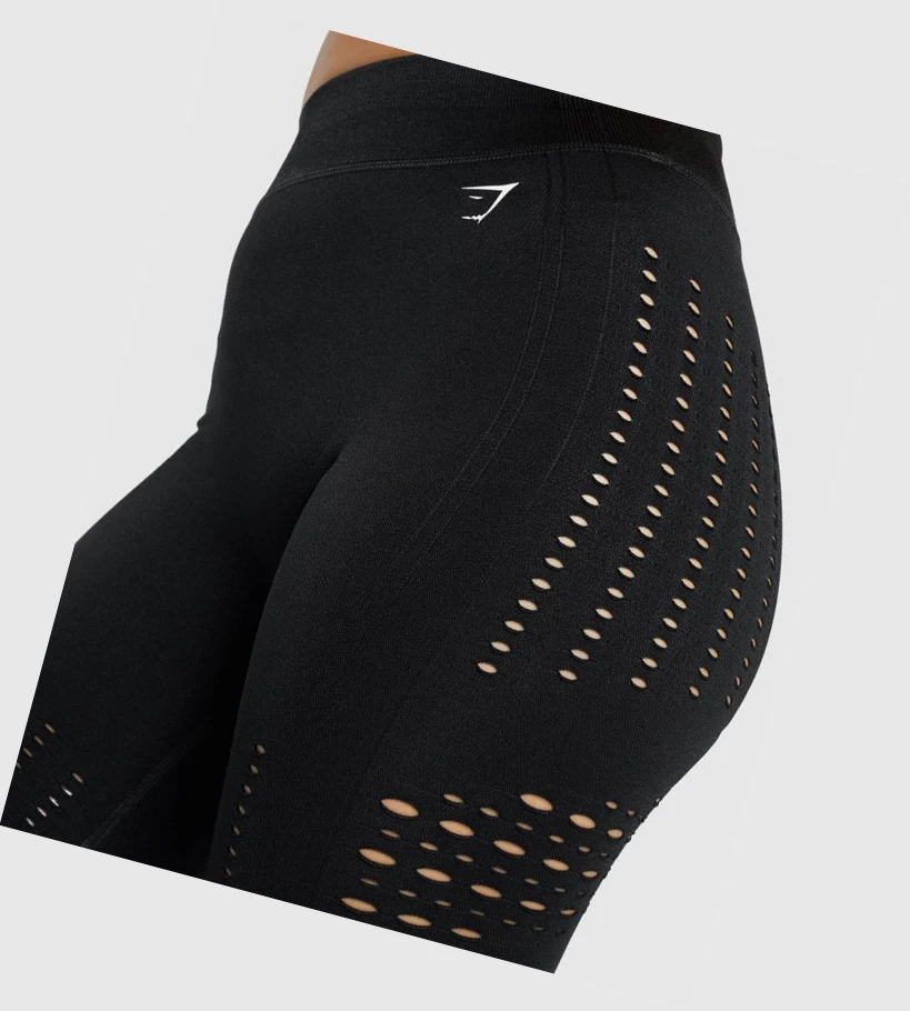 Bermudas Gymshark Glow Seamless Mujer Negros | DSHLWTK-63