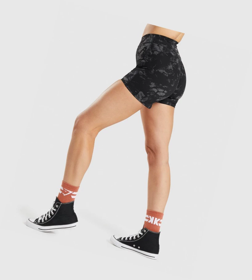 Bermudas Gymshark KK Fit Mujer Negros Camuflados | QBEUKLT-59