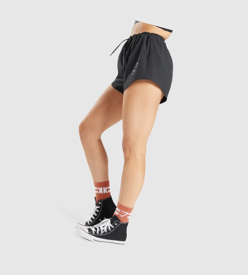 Bermudas Gymshark KK Fit Woven Mujer Negros | LQHKGJO-74