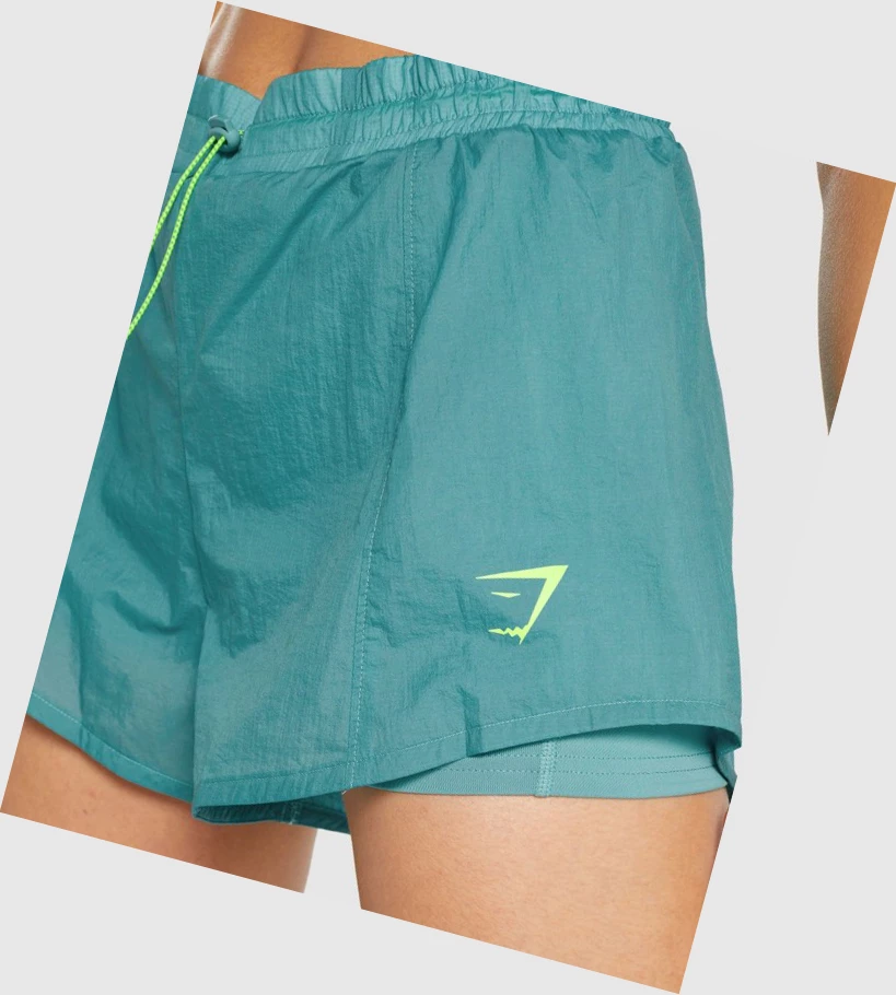 Bermudas Gymshark Pulse 2 in 1 Mujer Turquesa | YDNGVCM-05