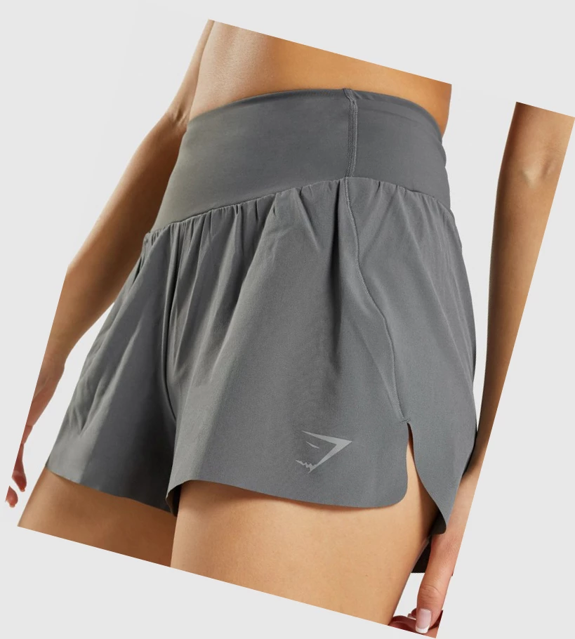 Bermudas Gymshark Speed Mujer Grises | JHEBUNT-45