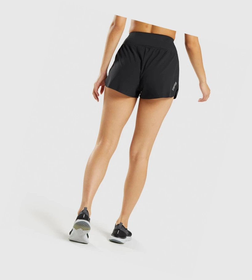 Bermudas Gymshark Speed Mujer Negros | HOCZLPI-68