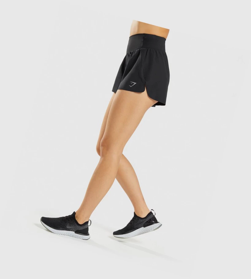 Bermudas Gymshark Speed Mujer Negros | HOCZLPI-68