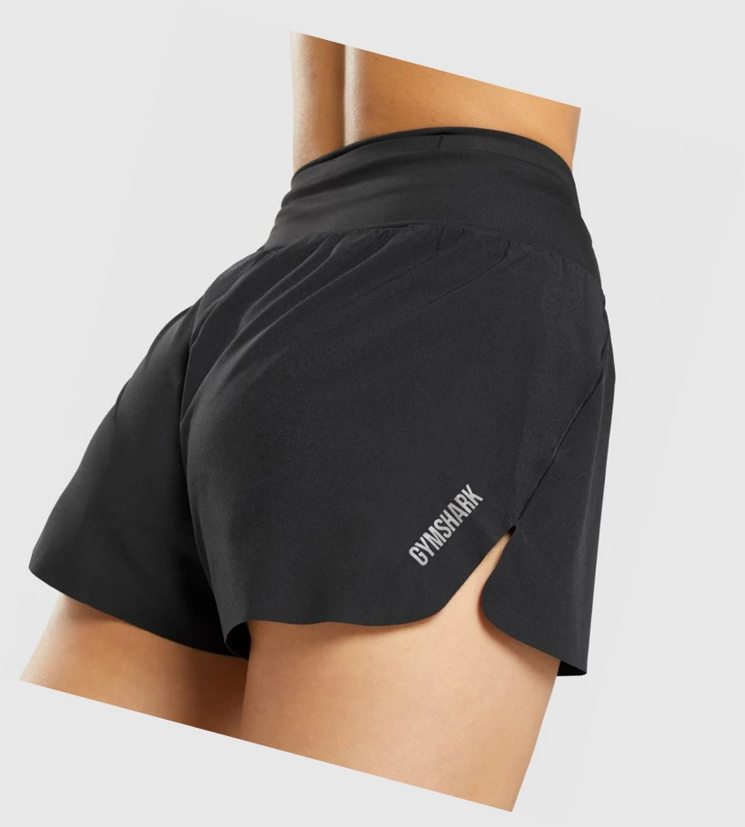 Bermudas Gymshark Speed Mujer Negros | HOCZLPI-68