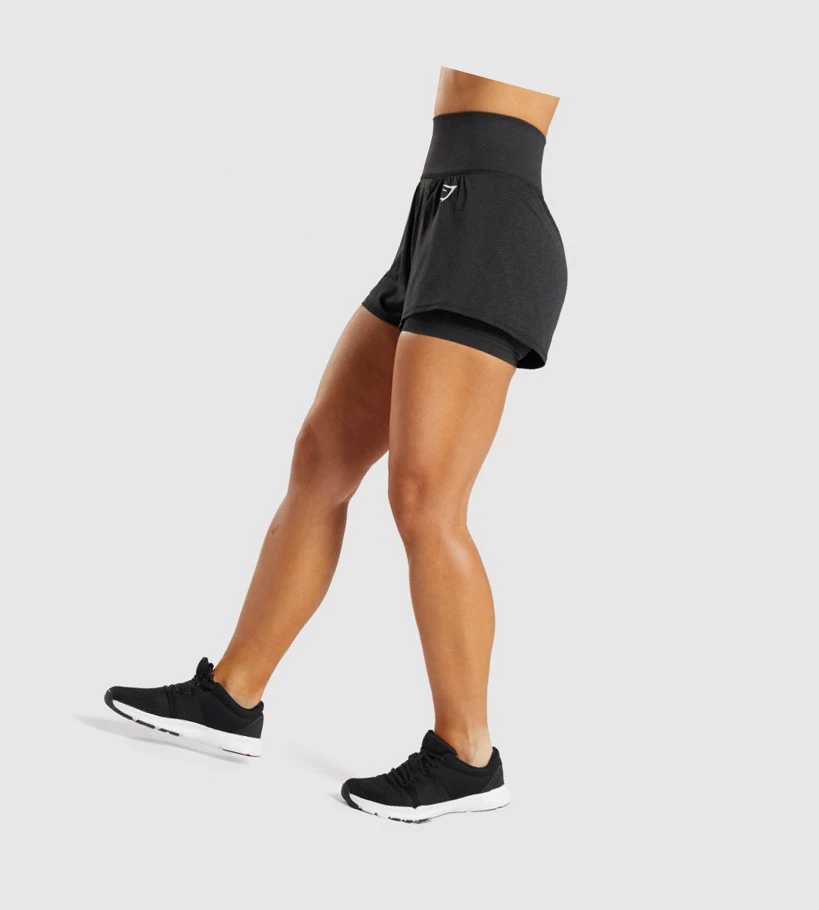 Bermudas Gymshark Vital Seamless 2.0 2-in-1 Mujer Negros | BHMPGSD-64