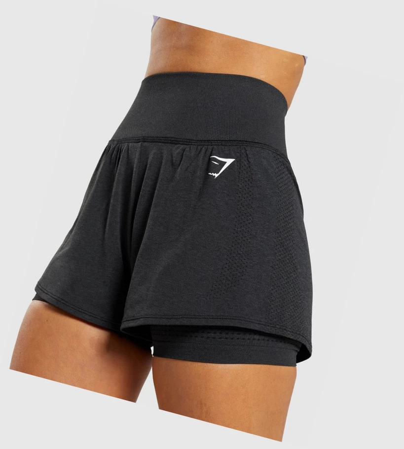 Bermudas Gymshark Vital Seamless 2.0 2-in-1 Mujer Negros | BHMPGSD-64