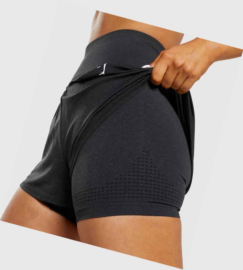 Bermudas Gymshark Vital Seamless 2.0 2-in-1 Mujer Negros | BHMPGSD-64