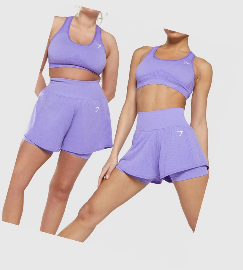 Bermudas Gymshark Vital Seamless 2.0 2-in-1 Mujer Morados Claro | RDYUMXG-07