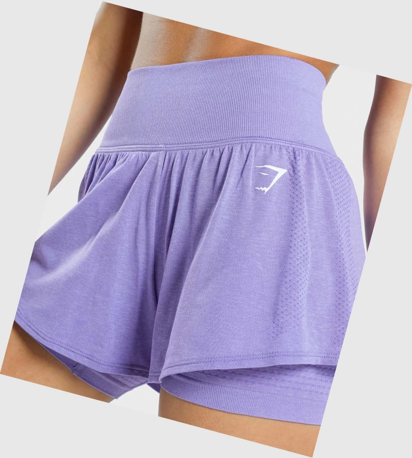 Bermudas Gymshark Vital Seamless 2.0 2-in-1 Mujer Morados Claro | RDYUMXG-07