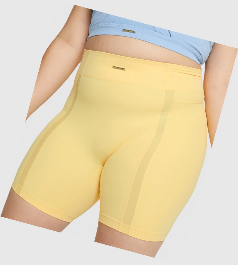 Bermudas Gymshark Whitney Mesh Mujer Amarillos | QWGIPSE-69