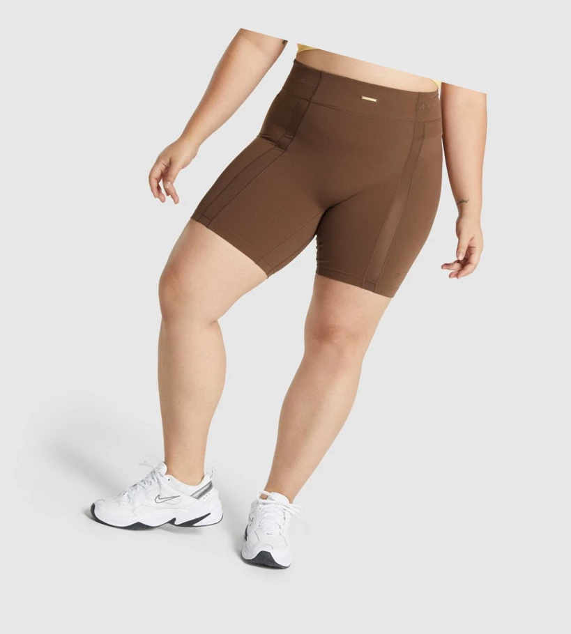 Bermudas Gymshark Whitney Mesh Mujer Marrom | PSRXAFL-85