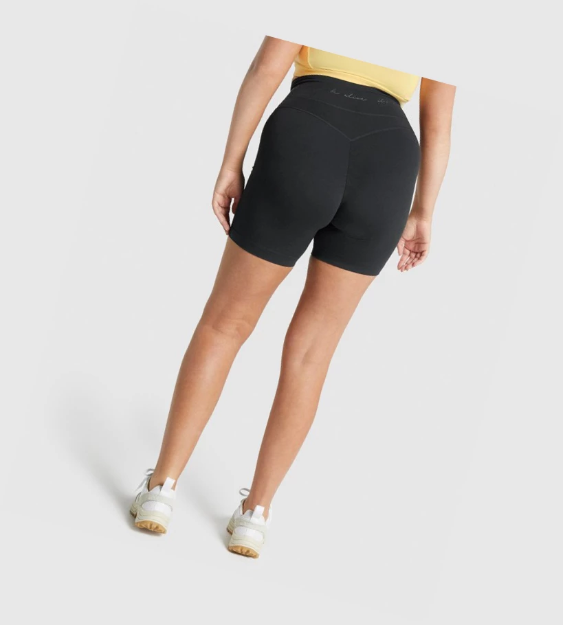 Bermudas Gymshark Whitney Mesh Mujer Negros | JRULTWI-06