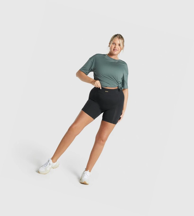 Bermudas Gymshark Whitney Mesh Mujer Negros | JRULTWI-06