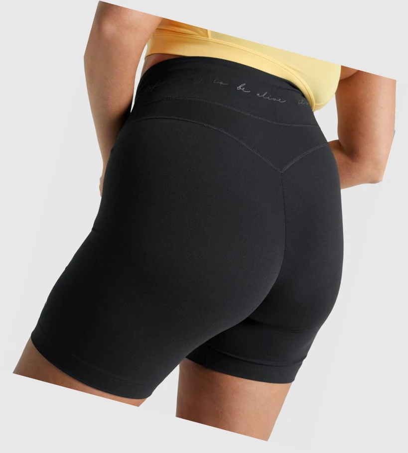 Bermudas Gymshark Whitney Mesh Mujer Negros | JRULTWI-06