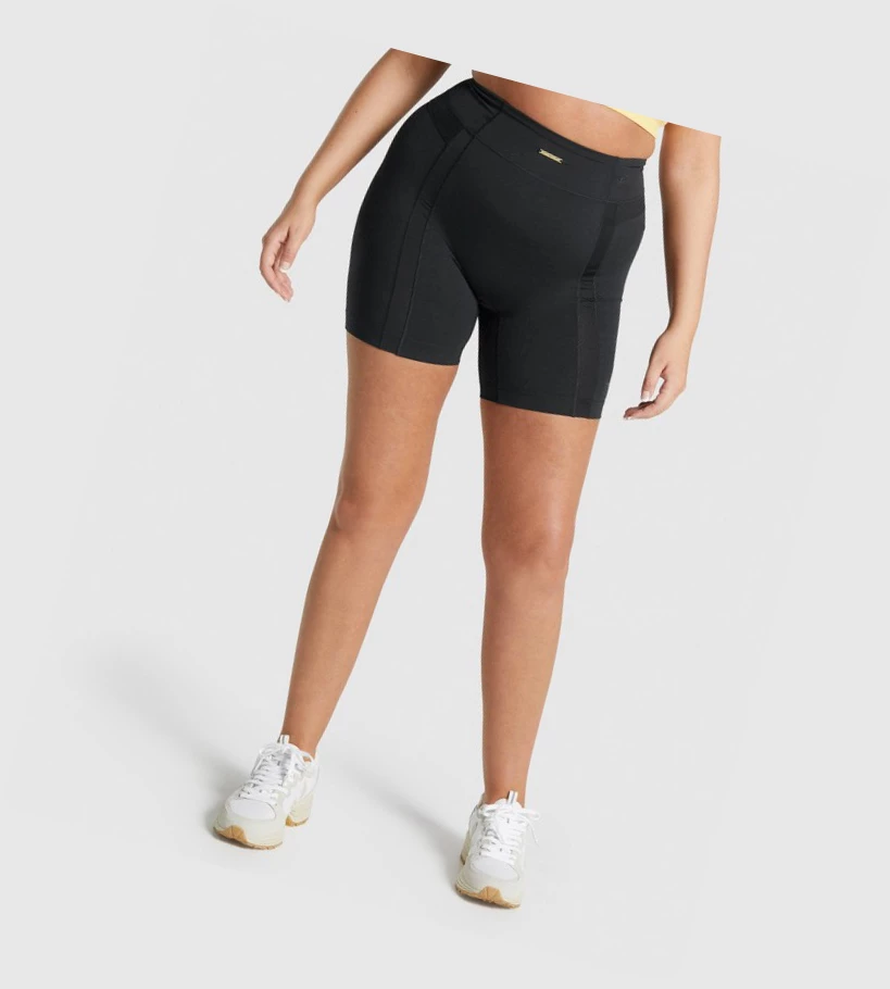 Bermudas Gymshark Whitney Mesh Mujer Negros | JRULTWI-06