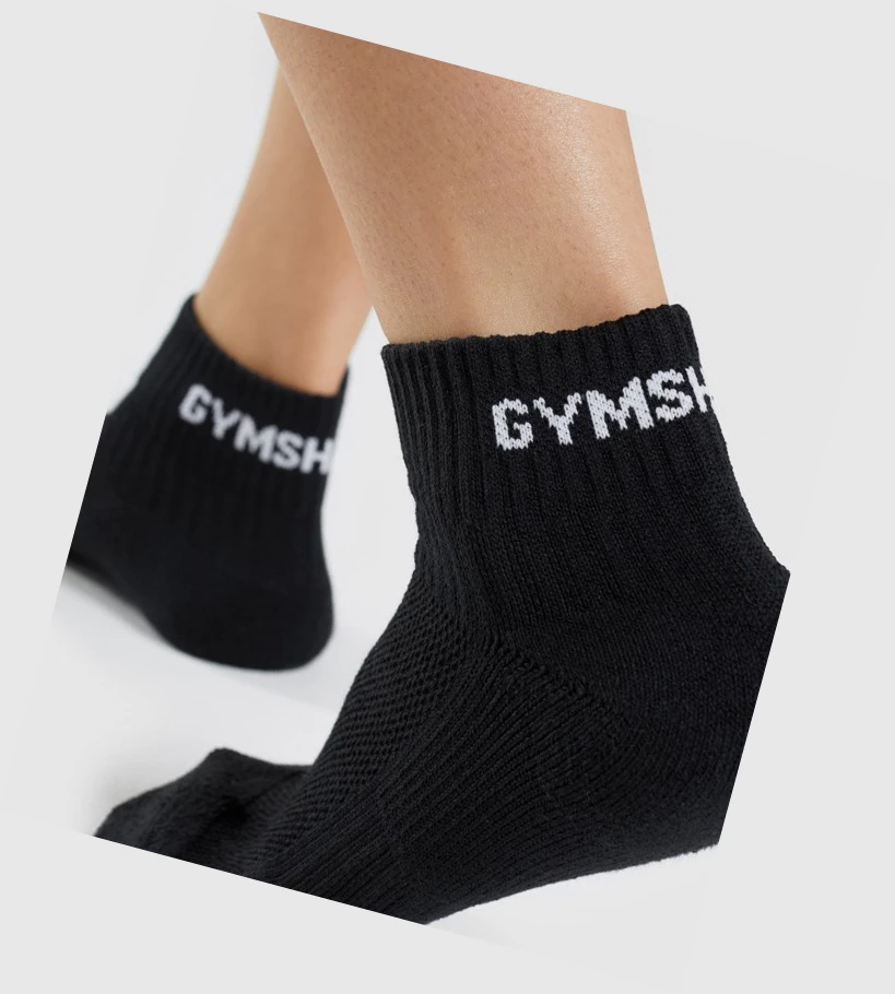 Calcetines Gymshark Jacquard Quarter 3pk Hombre Negros | EUBSGPO-35