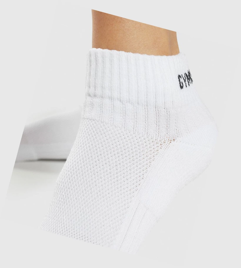 Calcetines Gymshark Jacquard Quarter 3pk Hombre Blancos | YZXLBIH-95