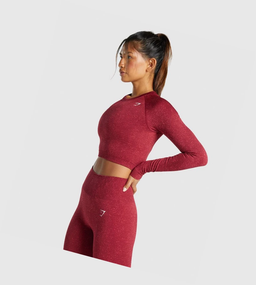 Camiseta Gymshark Adapt Fleck Seamless Crop Top Mujer Vino | CGKYARD-79