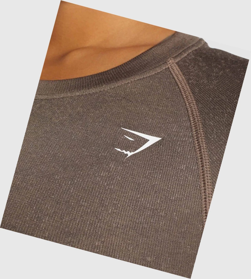 Camiseta Gymshark Adapt Fleck Seamless Crop Top Mujer Marrom | HACWYQE-67