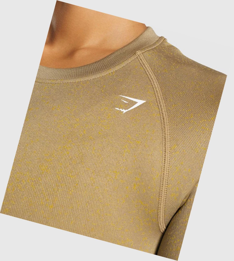 Camiseta Gymshark Adapt Fleck Seamless Crop Top Mujer Marrom Claro | ILGUEDA-03