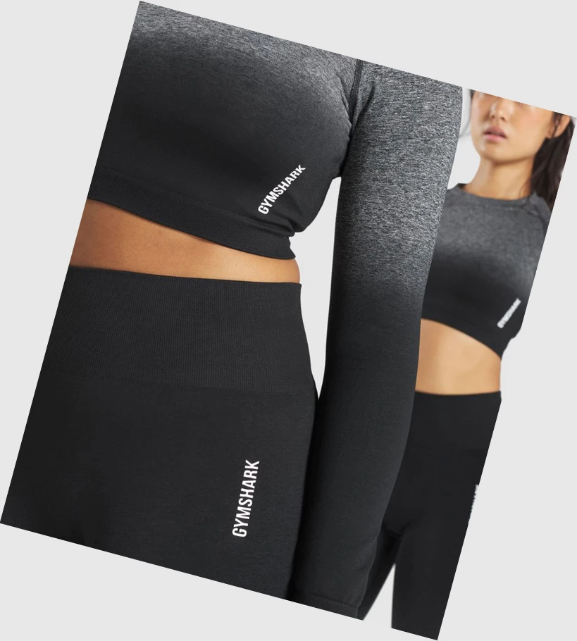 Camiseta Gymshark Adapt Ombre Seamless Crop Top Mujer Negros Negros | EYHZXSN-01