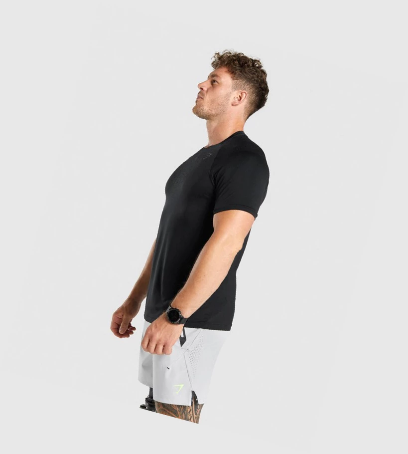 Camiseta Gymshark Apex Contrast Seamless Hombre Negros | JGLXHKR-76