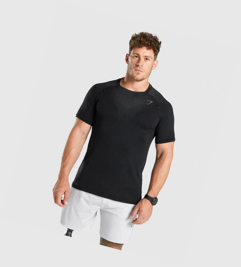 Camiseta Gymshark Apex Contrast Seamless Hombre Negros | JGLXHKR-76