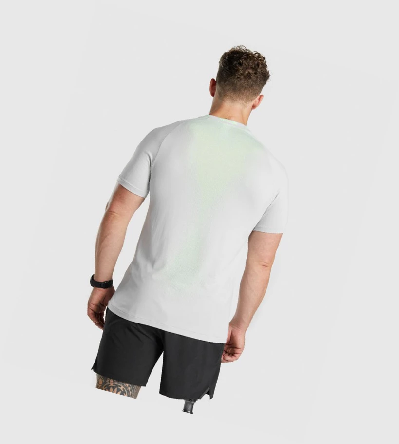 Camiseta Gymshark Apex Contrast Seamless Hombre Grises Claro | SQXBKVZ-86