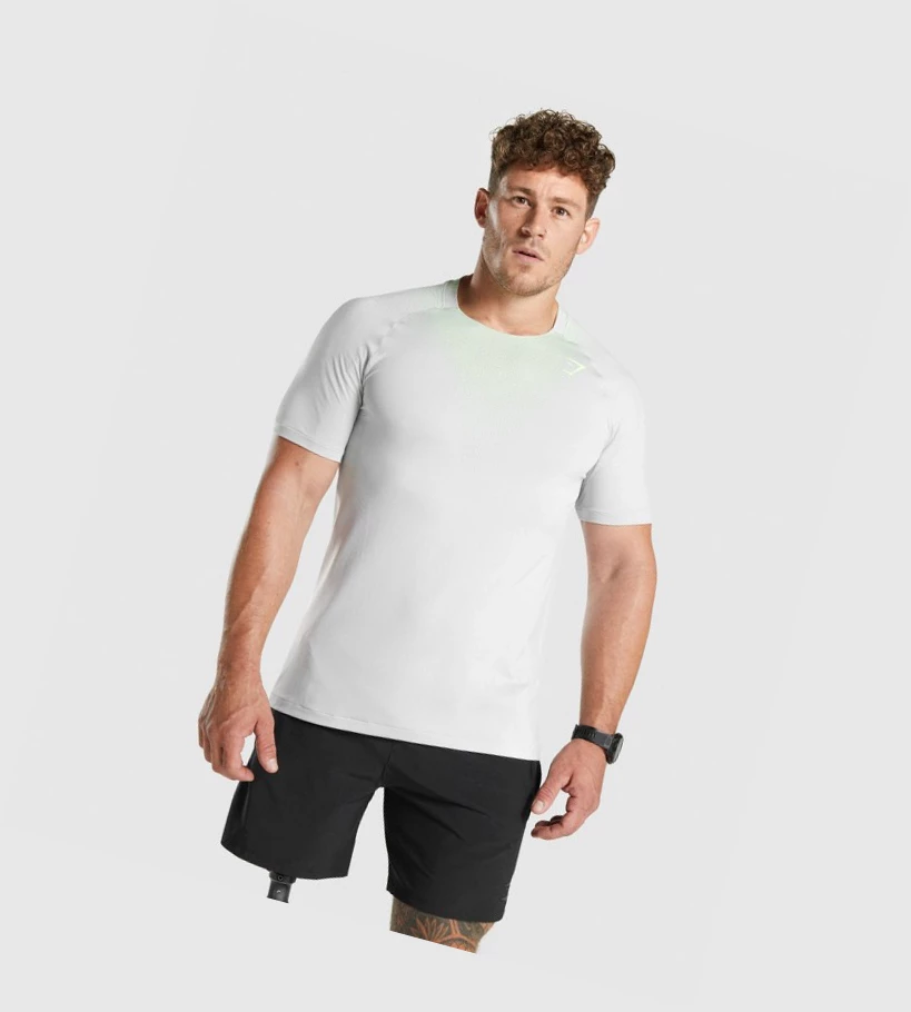 Camiseta Gymshark Apex Contrast Seamless Hombre Grises Claro | SQXBKVZ-86