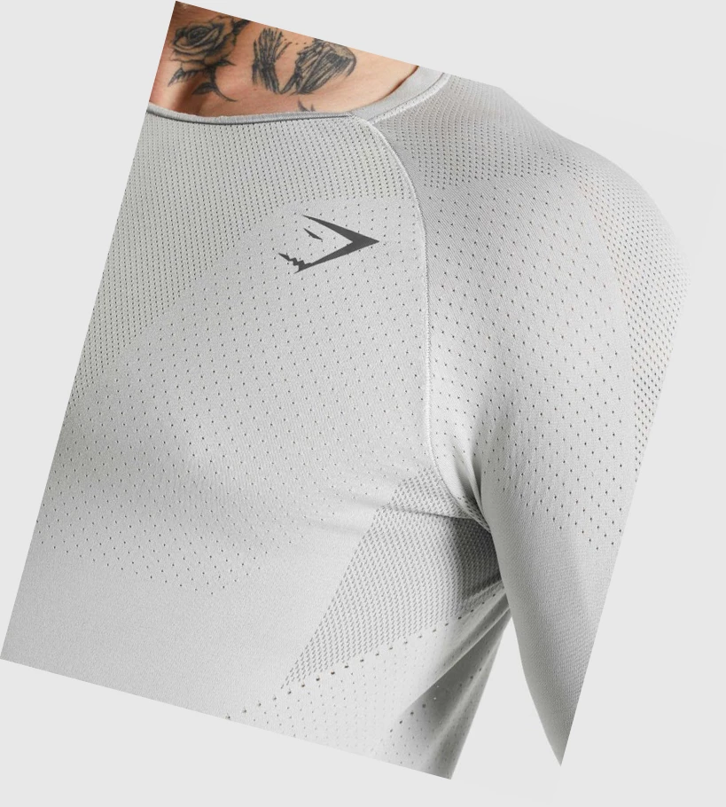 Camiseta Gymshark Apex Hombre Grises Claro Grises | HLWNGJI-49