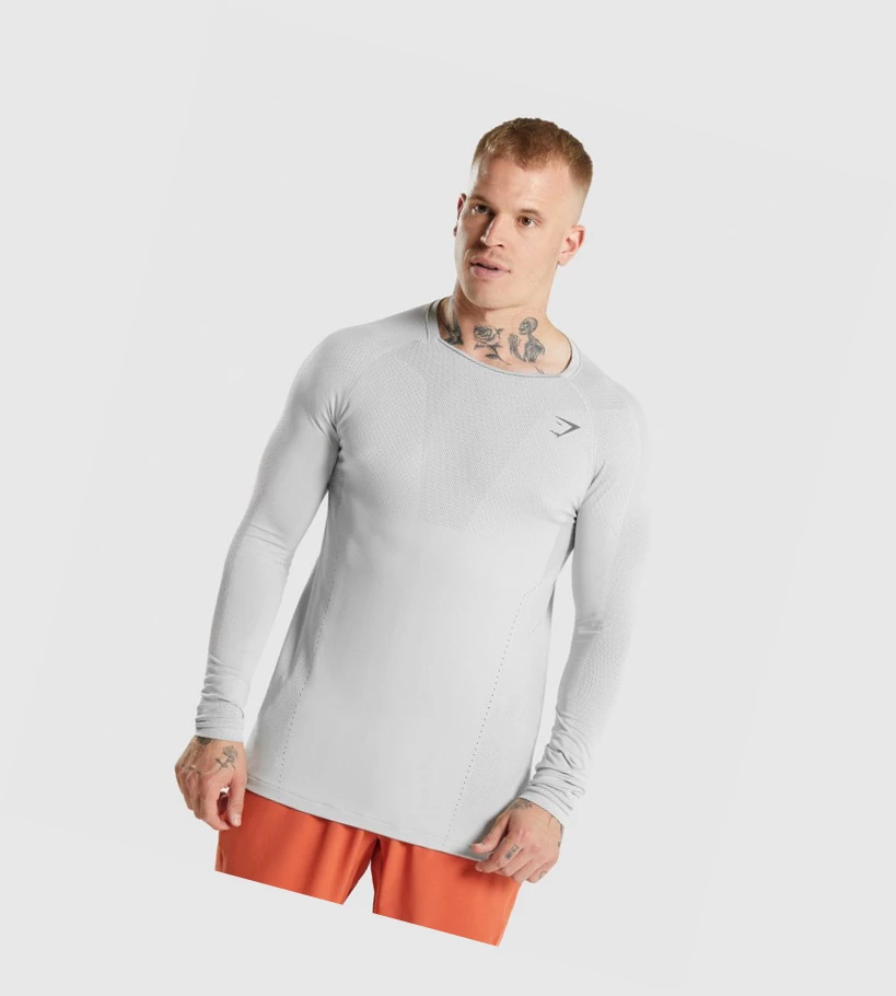 Camiseta Gymshark Apex Hombre Grises Claro Grises | HLWNGJI-49